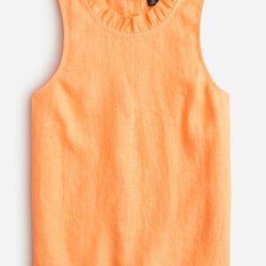 J. Crew Bright Peach/Cool Orange Linen Sleeveless Tank